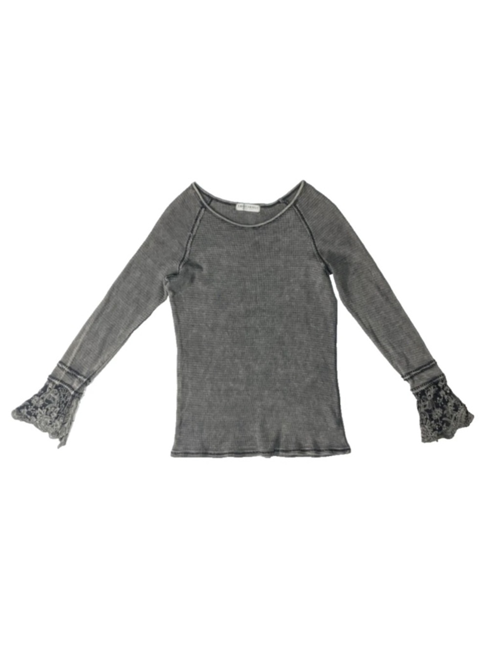American Able Gray Shirt Bell Sleeve Goth Lace Witchy Large Whimsigoth Fairy